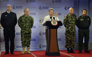 Handout picture by the Presidency of Colombia shows President of Colombia Juan Manuel Santos during a presser in Bogota, Colombia, 05 September 2016. EPA/Efraín Herrera