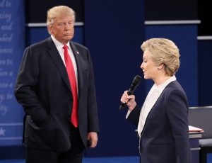 Republican Donald Trump (L) and Democrat Hillary Clinton (R) during the second Presidential Debate at Washington University in St. Louis, Missouri, USA, 09 October 2016. The third and final debate will be held 19 October in Nevada. EFE/GARY HE