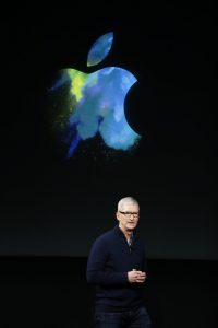 Tim Cook, CEO of Apple Inc., introduces the new updated Apple Macbook Pro line during an event at the Apple Headquarters in Cupertino, California, USA, 27 October 2016. EPA/TONY AVELAR