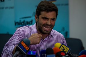 Venezuela's opposition deputy Juan Andres Mejias attends a press conference, in Caracas, Venezuela, 28 October 2016. Venezuelan opposition leaders have stated the march called for 03 November 2016 toward the Miraflores Palace is a right of the people and they are not asking people for violent acts. EFE