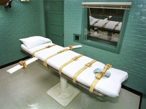 An undated file photo from the year 2000 shows the death chamber inside the Huntsville Unit in Huntsville, Texas. The chamber is where the State of Texas executes prisoners by lethal injection. According to news reports on 02 August 2013, Texas Department of Criminal Justice spokesman Jason Clark said that the state's supply of pentobarbital would end in September. Pentobarbital is a drug used in executions in Texas, since July 2012. EPA/PAUL BUCK