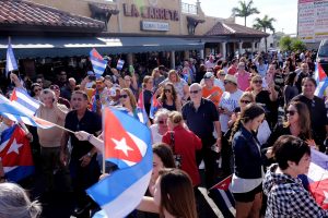 Cubans exiled in Miami, Florida, United States, celebrate the death of former Cuban President Fidel Castro at the Calle Ocho, 26 November 2016. After the celebrations during the early morning at the 'Little Havana' it is time to reflect on the impact that the death of the 1959 Revolution's Commander may have in the island. EFE