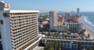 Dozens of luxury resort-hotels line Mazatlan’s main hotel strip, the Zona Dorada, about a 20-minute cab ride from Neveria Hill and Olas Altas. Photo by Bob Schulman