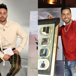 Composición de dos fotografías de archivo donde aparecen los bachateros Prince Royce (i) y Romeo Santos. EFE