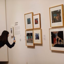 Visitantes observan una serie de fotografías dentro de la exposición Mexichrome hoy, en el Palacio de Bellas Artes de la Ciudad de México (México). EFE/Sáshenka Gutiérrez