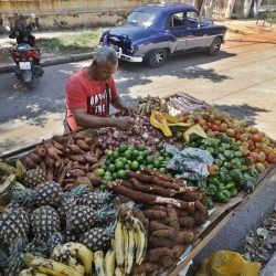Una persona escoge alimentos en una carretilla este martes, en La Habana (Cuba). EFE/ Ernesto Mastrascusa
